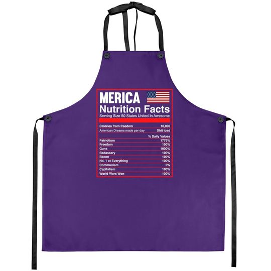 Patriotic Merica Nutrition Facts America Flag Apron