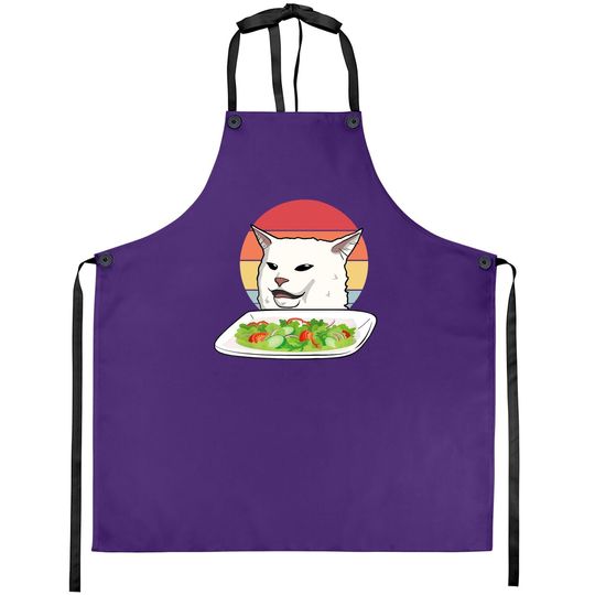 Angry Yelling At Confused Cat At Dinner Table Meme Apron