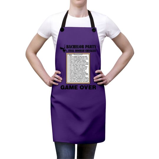 Bachelor Party Checklist Funny Challenge Apron