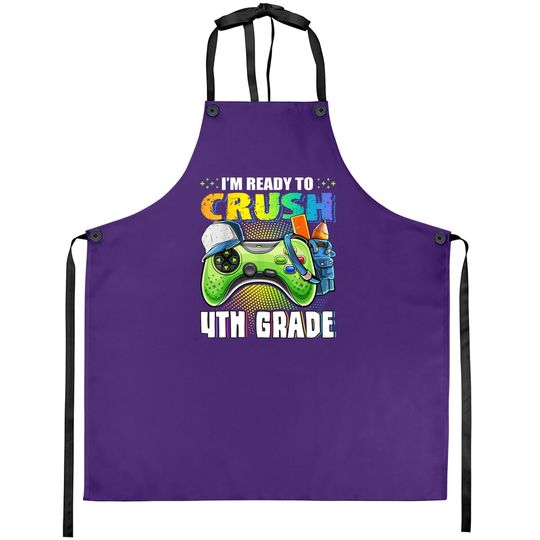 I'm Ready To Crush 4th Grade Back To School Video Game Boys Apron