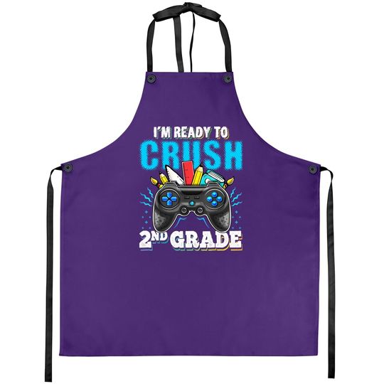 I'm Ready To Crush 2nd Grade Back To School Video Game Boys Apron