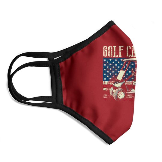 Cool Golf Cart Vintage Us Flag Funny Golfing Gift Face Mask