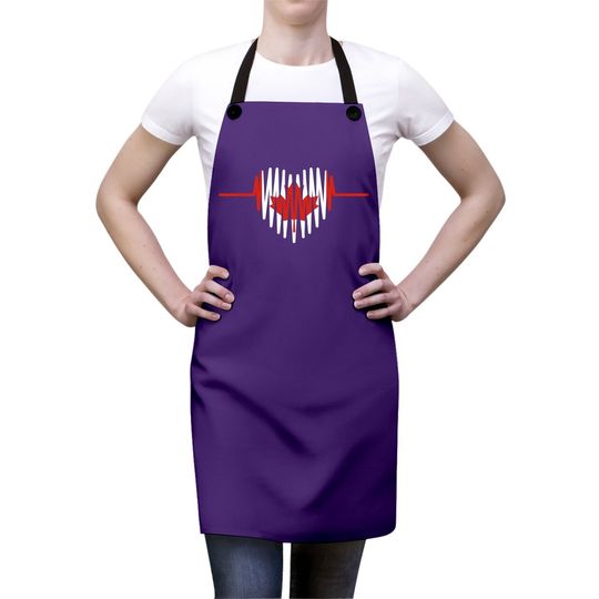 Happy Canada Day Apron Canadian Heart Beat Rate Nurse Apron
