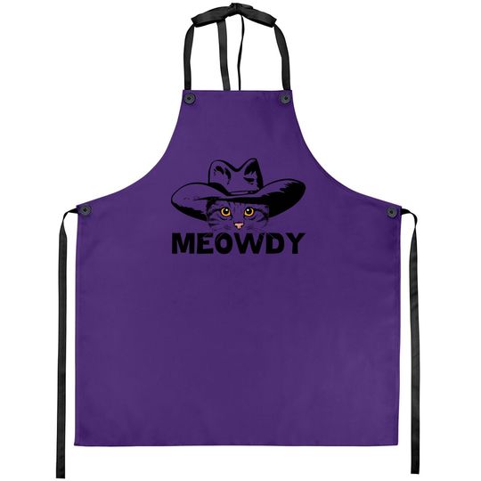 Meowdy -mashup Between Meow And Howdy - Cat Meme Apron