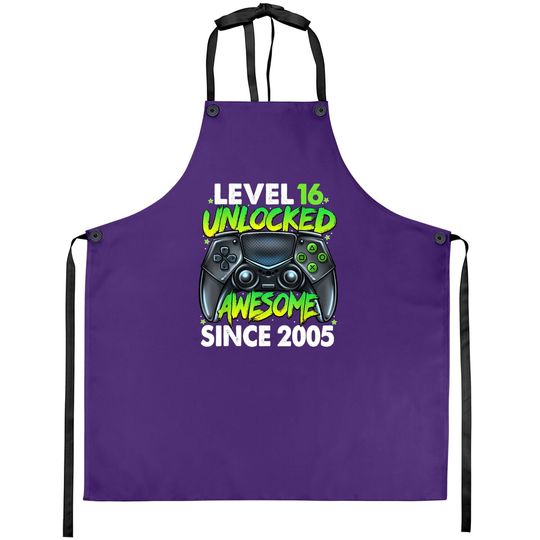 Level 16 Unlocked Awesome Since 2005 16th Birthday Gaming Apron