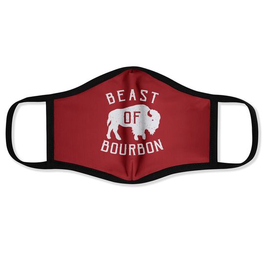 Beast Of Bourbon Drinking Whiskey Design Bison Buffalo Party Face Mask