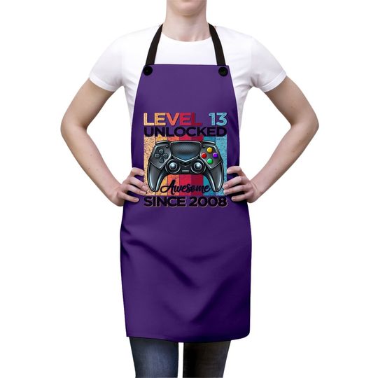 Level 13 Unlocked Awesome Since 2008 13th Birthday Gaming Apron