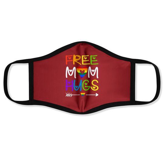 Free Mom Hugs Face Mask Rainbow Heart Lgbt Pride Month Face Mask