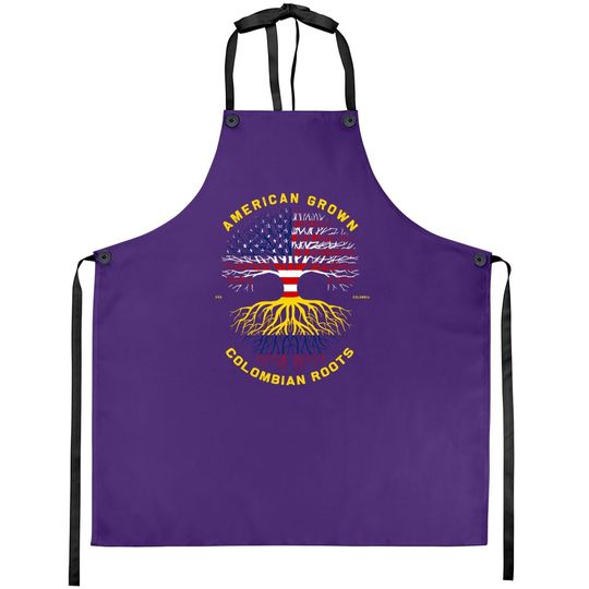 American Grown With Colombian Roots Tree Usa Flag Gifts Apron