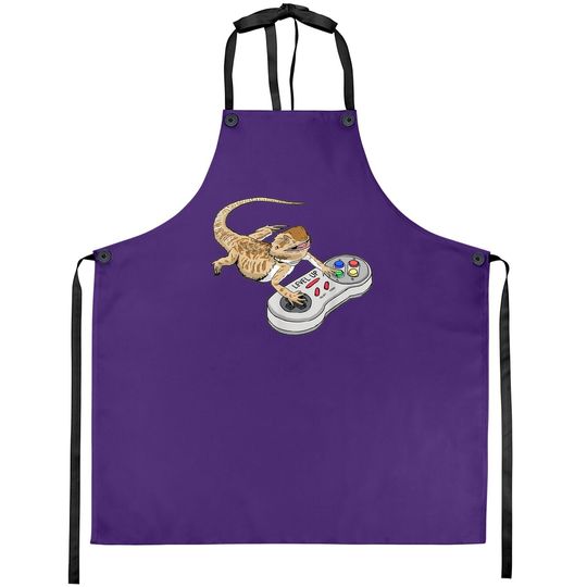 Bearded Dragon Playing Video Game Reptiles Pagona Gamers Apron