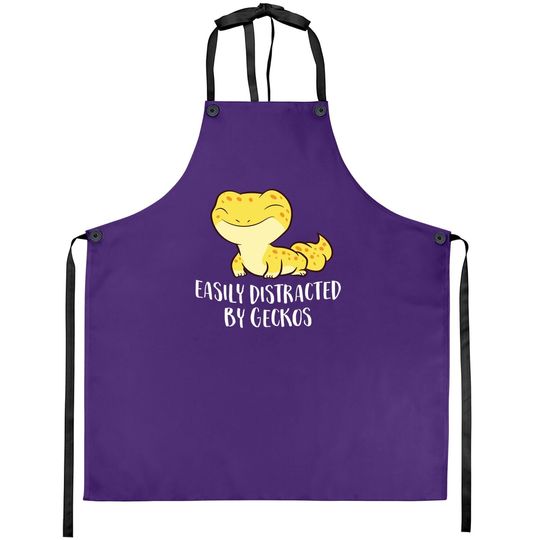 Easily Distracted By Geckos Cute Leopard Lizard Apron