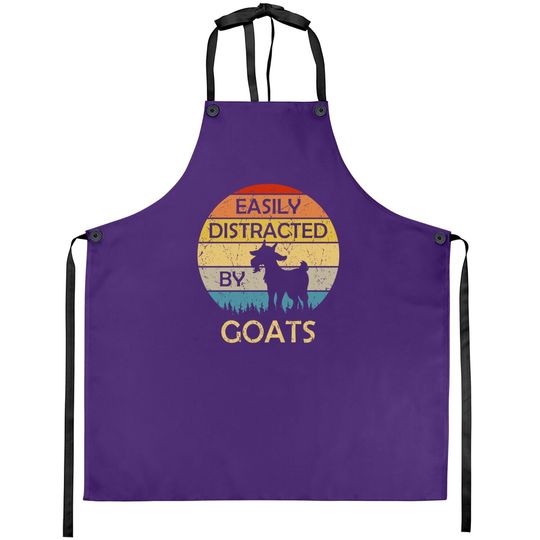 Easily Distracted By Goats Retro Vintage Funny Goat Lover Apron