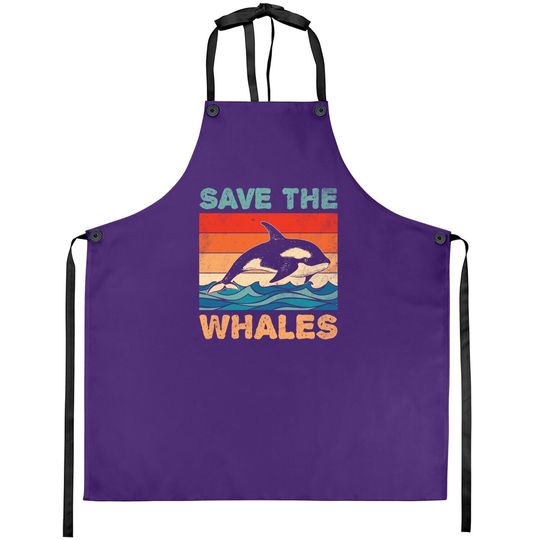 Save The Whales Retro Vintage Orca Whale Apron