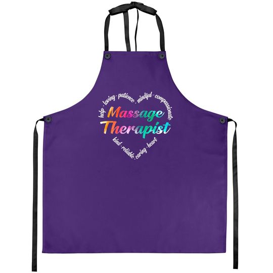 Massage Therapist Heart Word Cloud Watercolor Rainbow Apron