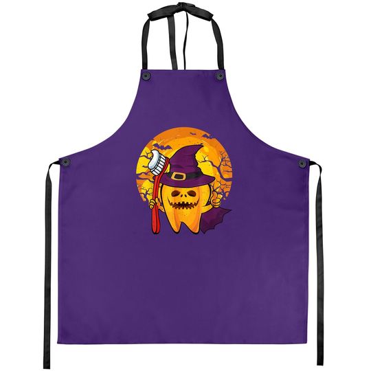 Funny Tooth Dental Hygiene Dentist Witch Halloween Costume Apron