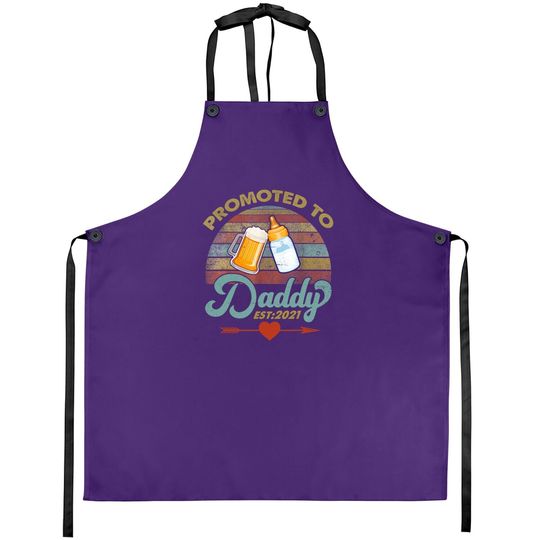 Promoted To Daddy Est 2021 Beer Dad Bottle Baby Shower Apron