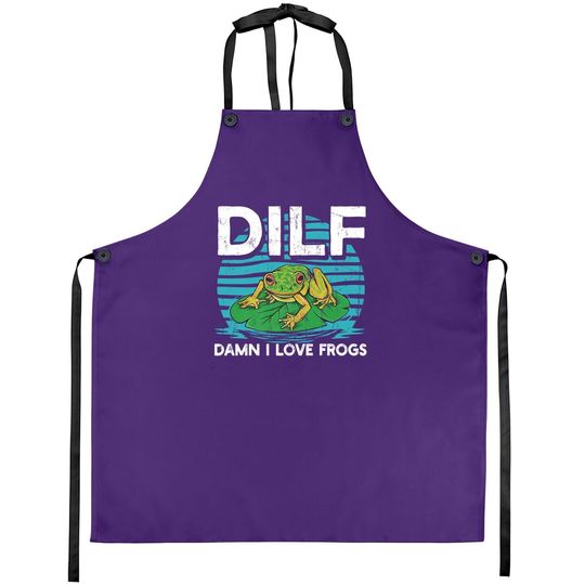 Dilf-damn I Love Frogs, Frog-amphibian Lovers Apron