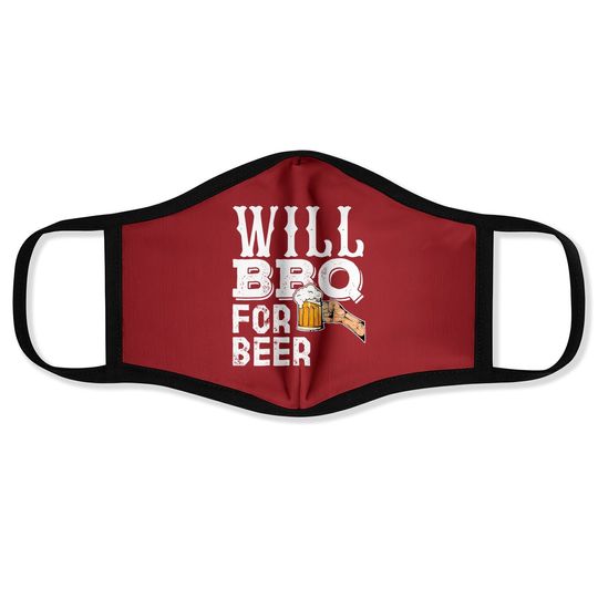 Funny Bbq Grilling Face Mask Gift For Will Bbq For Beer