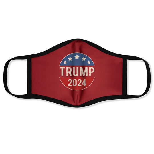 Trump 2024 Retro Campaign Button Re Elect President Trump Face Mask