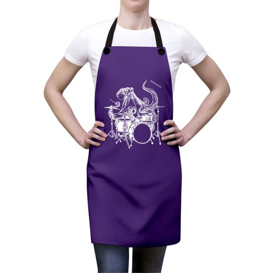Drummer Octopus Playing Drums Apron