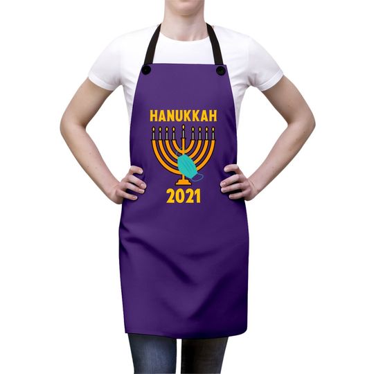 Happy Hanukkah 2021 Jewish Menorah Wearing Face Mask Apron