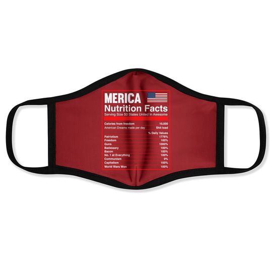 Patriotic Merica Nutrition Facts America Flag Face Mask