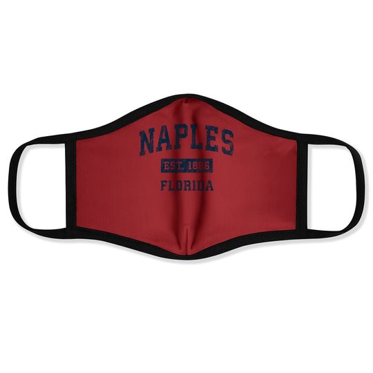 Naples Florida Fl Vintage Sports Design Navy Print Face Mask