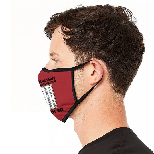 Bachelor Party Checklist Funny Challenge Face Mask