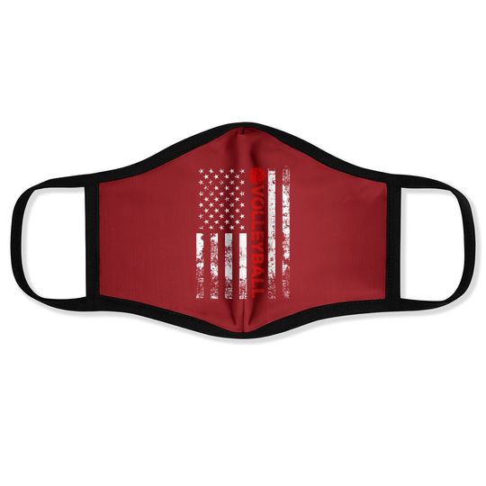 Volleyball Vintage Usa American Flag Face Mask