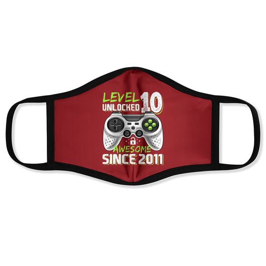 Level 10 Unlocked Awesome 2011 Video Game 10th Birthday Face Mask