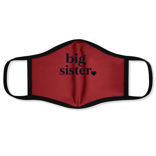 Big Sister & Little Sister Sibling Reveal Announcement Face Mask For Girls Toddler Baby