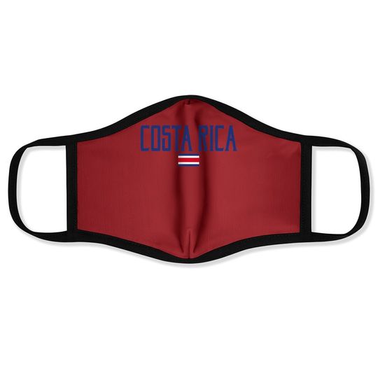 Costa Rica Flag Vintage Blue Text Face Mask