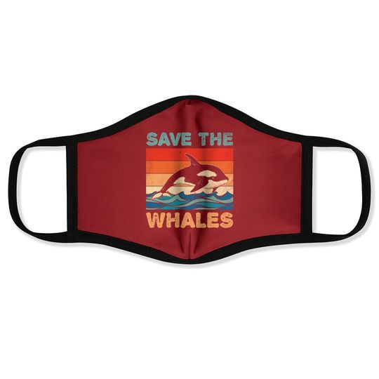 Save The Whales Retro Vintage Orca Whale Face Mask