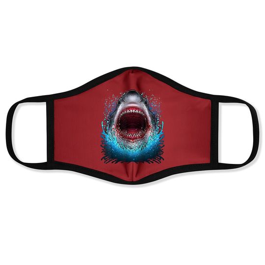 Great White Shark Open Mouth Face Maskth Beach Ocean Animal Face Mask