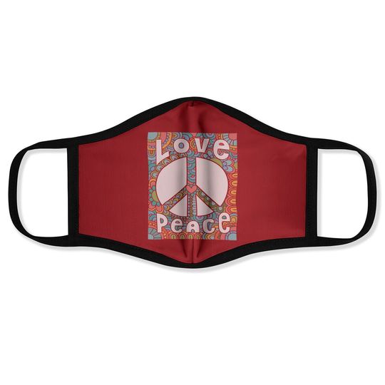 Peace Face Mask 60s 70s Tie Die Hippie Costume Face Mask