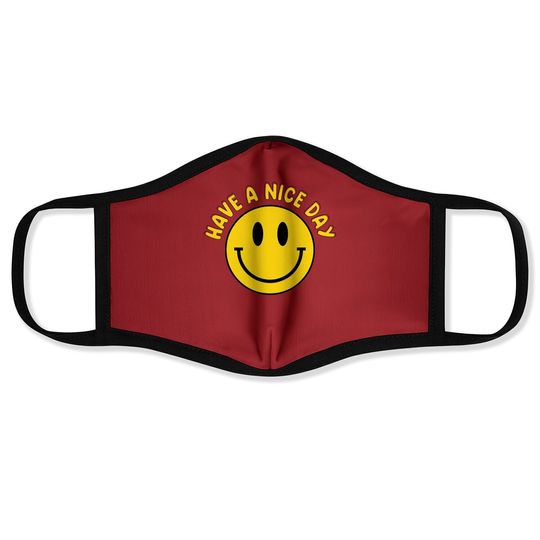 Have A Nice Day Smile Happy Face Emoji Retro Face Mask