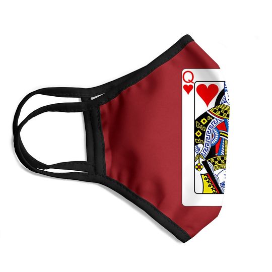 Playing Card Queen Of Hearts Face Mask Valentine's Day Costume