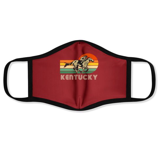 Kentucky Vintage Retro Sunset Horse Racing Derby Face Mask