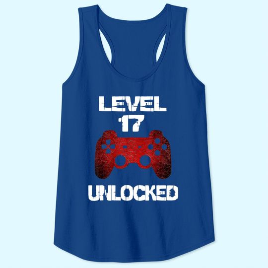 Level 17 Unlocked Boys 17th Birthday 17 Year Old Gamer Tank Top