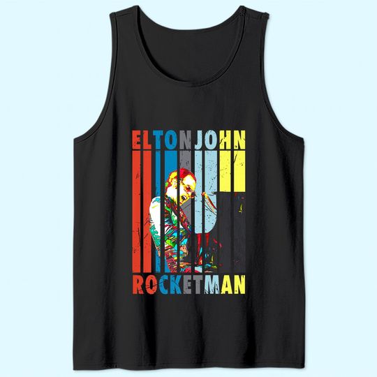 Vintage Elton Art John Country Musician Play Piano Rocketman Premium Tank Top