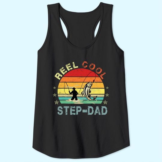 Reel Cool Step-Dad Fisherman Daddy Fishing Tank Top