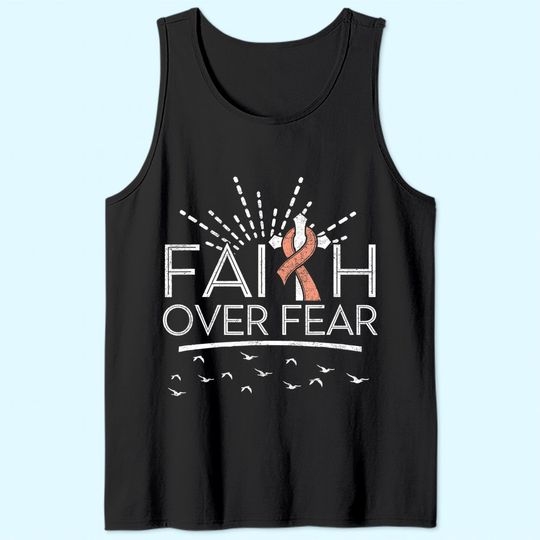 Faith over Fear Peach Ribbon Uterine Cancer Tank Top