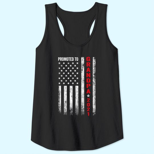 Promoted To Grandpa 2021 For First Time Fathers New Dad Gift Tank Top
