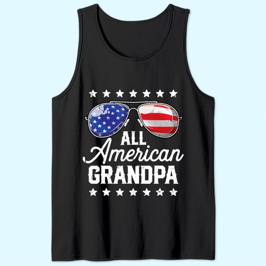All American Grandpa 4th of July Family Matching Sunglasses Tank Top