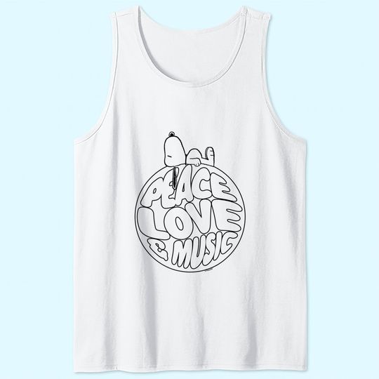 Peanuts Woodstock 50th Anniversary Peace Love and Music Tank Top