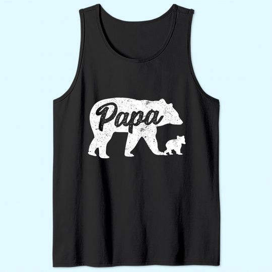 Vintage Papa Father Bear with 1 Cub father's Day Tank Top
