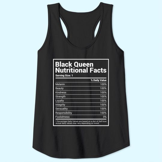 Black Queen Nutrition Facts Proud Black History Month Pride Tank Top