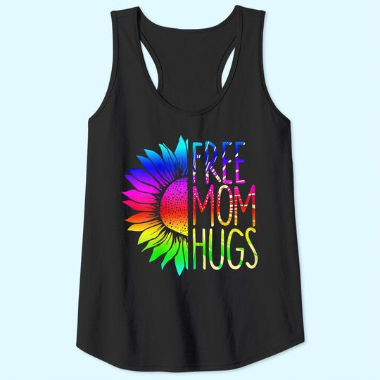 Womens Free Mom Hugs Tank Top - LGBT Rainbow Sunflower Tank Top Tank Top