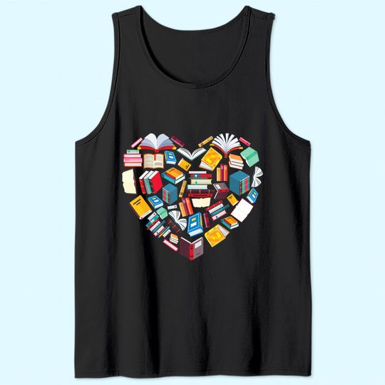 Book Lover Heart Shape reading club Librarian Library gifts Tank Top
