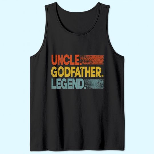 Mens Retro Uncle Godfather Legend Funny Uncle Tank Top Father's Day Tank Top